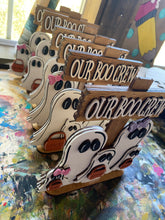 Load image into Gallery viewer, Boo Crew Shelf Sitter, Halloween Sign, Fall Decor