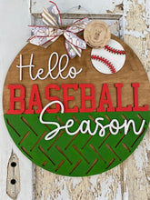 Load image into Gallery viewer, Hello Baseball, Hello Softball Season Door Hanger