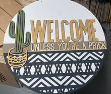 Load image into Gallery viewer, Welcome Cactus Boho Door Hanger