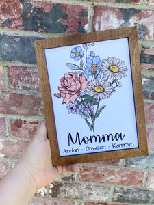 Flower Bouquet Canvas Print Sign, Mother’s Day, Build A Bouquet Canvas Sign, Grandparent gift
