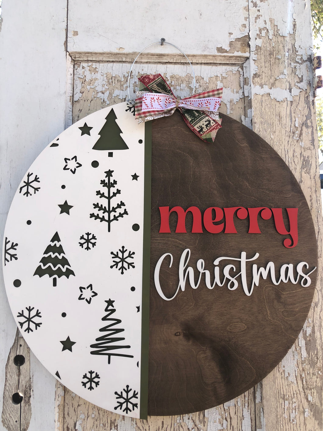 Merry Christmas Door Hanger, Rustic Christmas, wood sign
