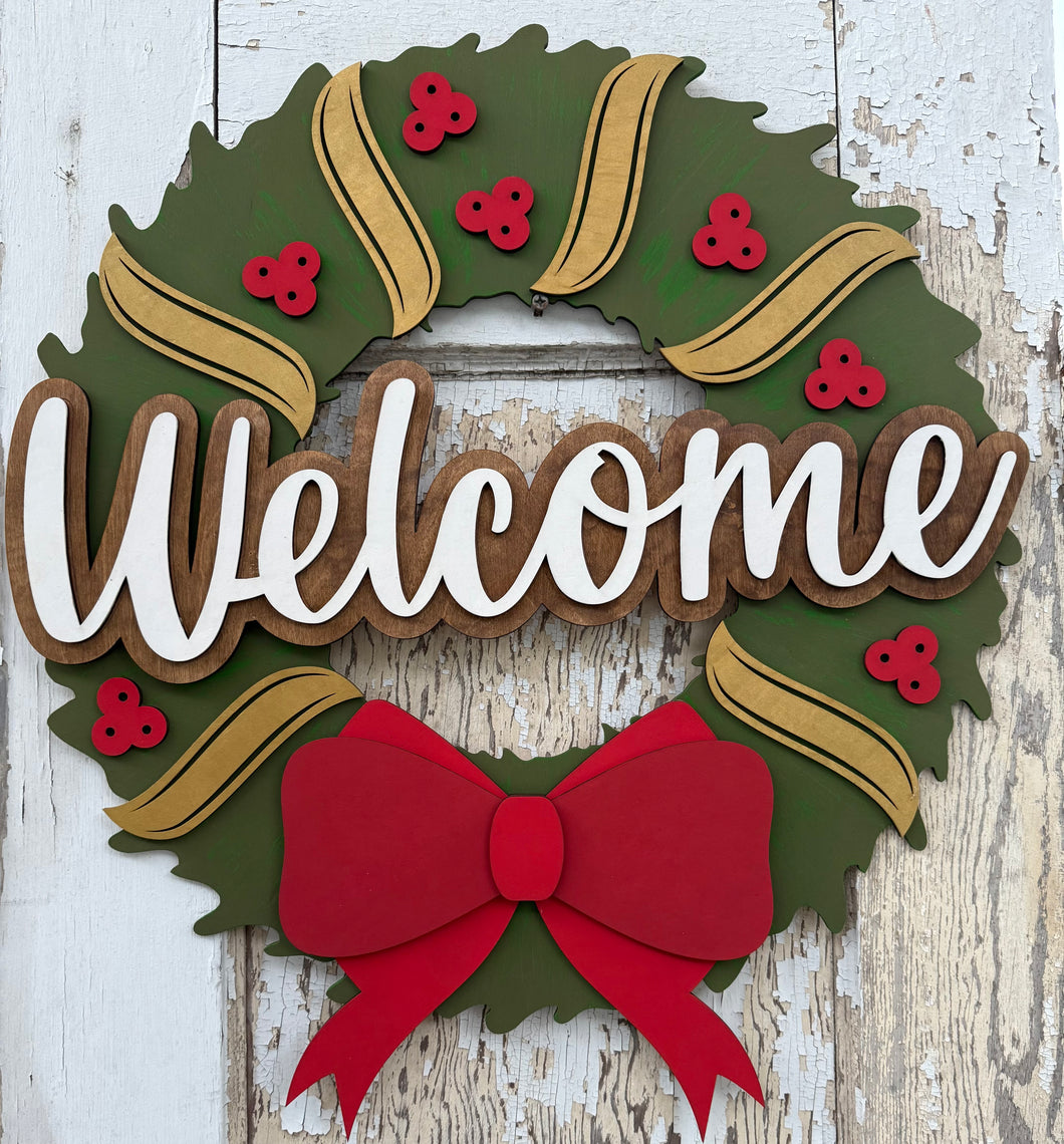 Christmas Wreath, Welcome Door Hanger, Christmas Decor