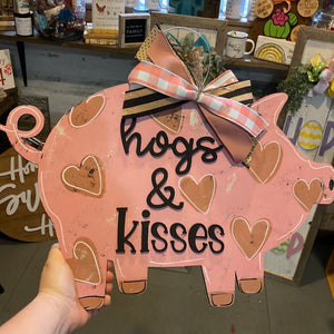 Hogs & Kisses Pig Door Hanger
