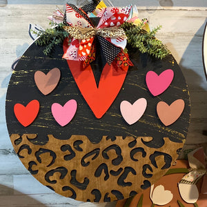 Leopard Hearts Door Hanger