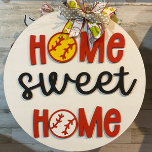 Home Sweet Home Baseball/Softball Door Hanger
