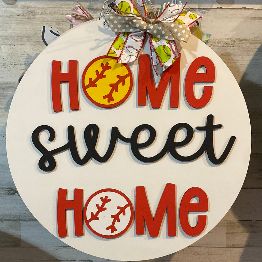 Home Sweet Home Baseball/Softball Door Hanger