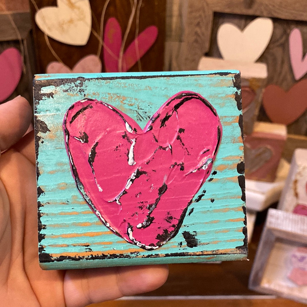 Pink Heart, Turquoise Block
