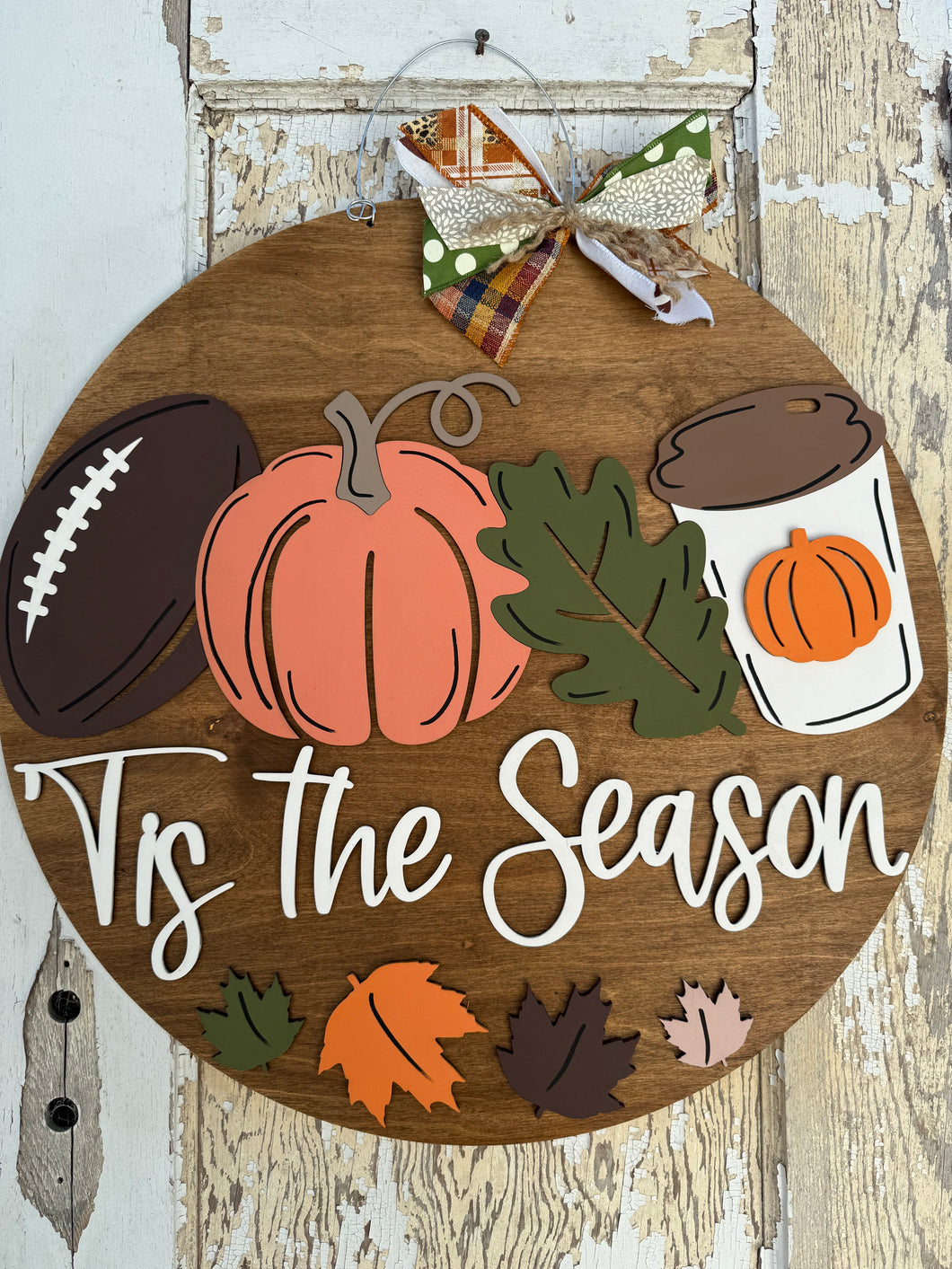 Fall Door Hanger, Tis the Season, football, pumpkins, pumpkin spice