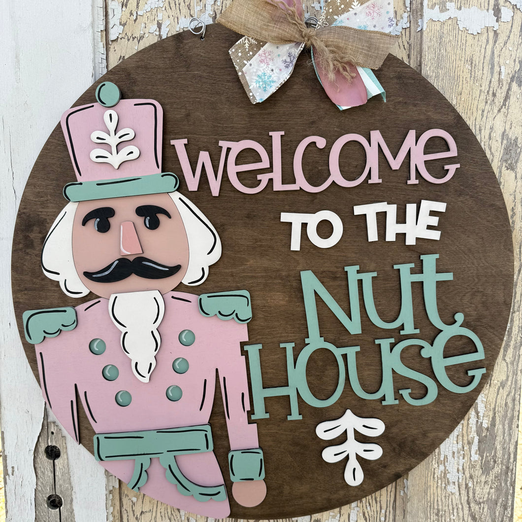 Nutcracker Welcome to the Nuthouse Door Hanger, Christmas Door Decor