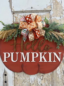 Hello Pumpkin Fall Door Hanger