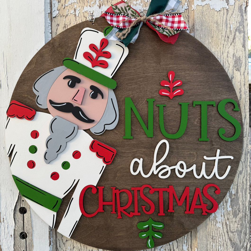 Nutcracker Nuts about Christmas Door Hanger, Christmas Decor, Wood Sign, Nutcracker