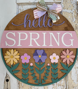 Hello Spring Flowers Door Hanger