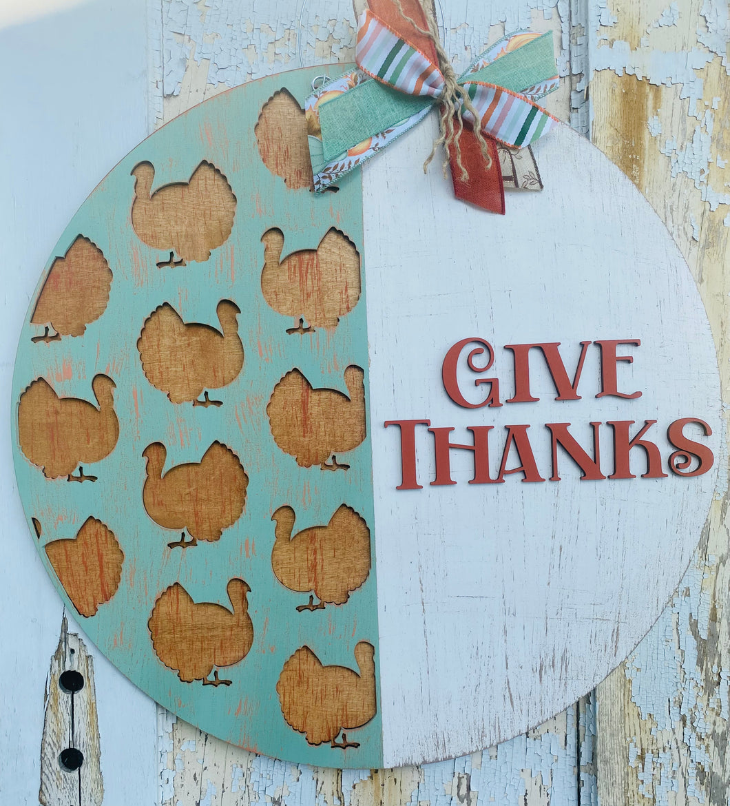 Give Thanks Turkey Door Hanger