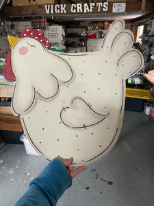 Chicken Shape Wood Painted Door Hanger