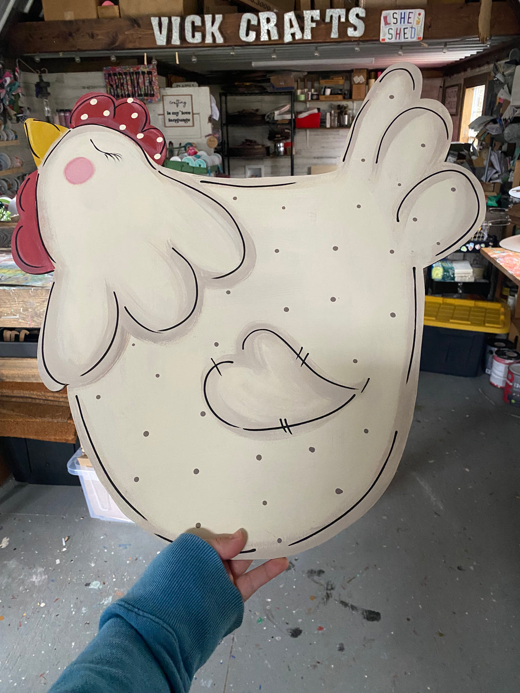 Chicken Shape Wood Painted Door Hanger