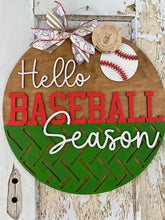 Load image into Gallery viewer, Hello Baseball, Hello Softball Season Door Hanger
