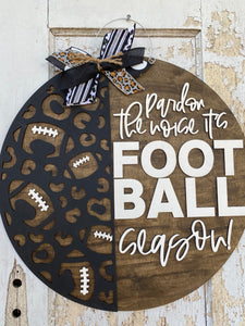 Football Season Leopard Door Hanger