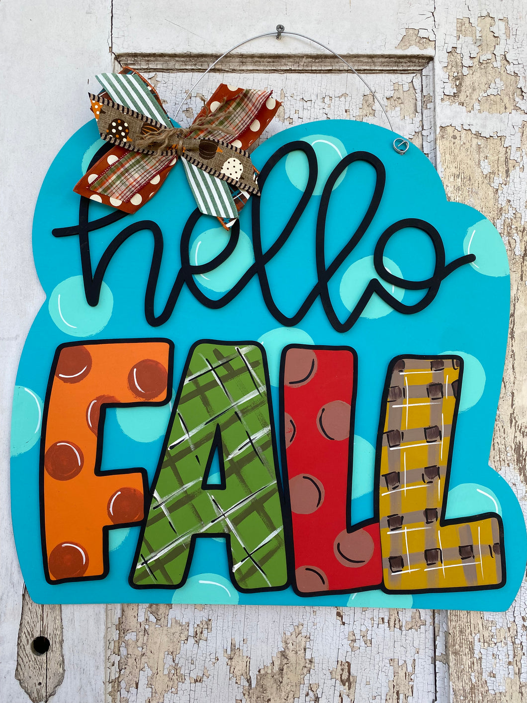 Hello Fall Bright Door Hanger
