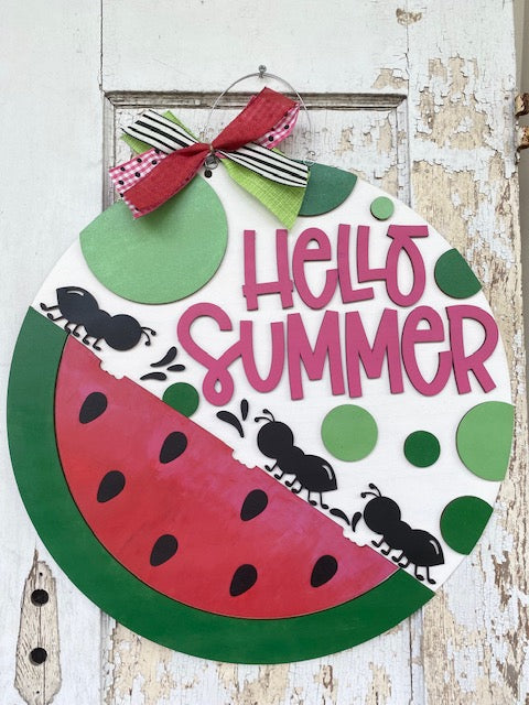 Hello Summer Watermelon Door Hanger