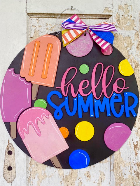 Hello Summer Popsicle Door Hanger
