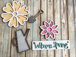 Welcome Spring Wood Wagon Insert, Interchangeable