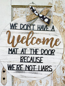 Welcome, We're Not Liars Door Hanger