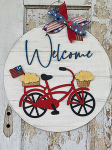 Patriotic Welcome Bike Door Hanger