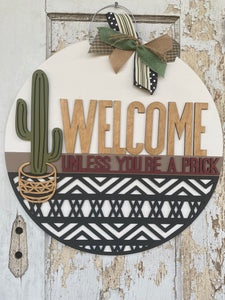 Welcome Cactus Boho Door Hanger