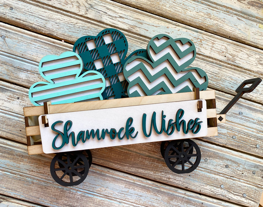 Shamrock Wishes Wood Wagon Insert, Interchangeable