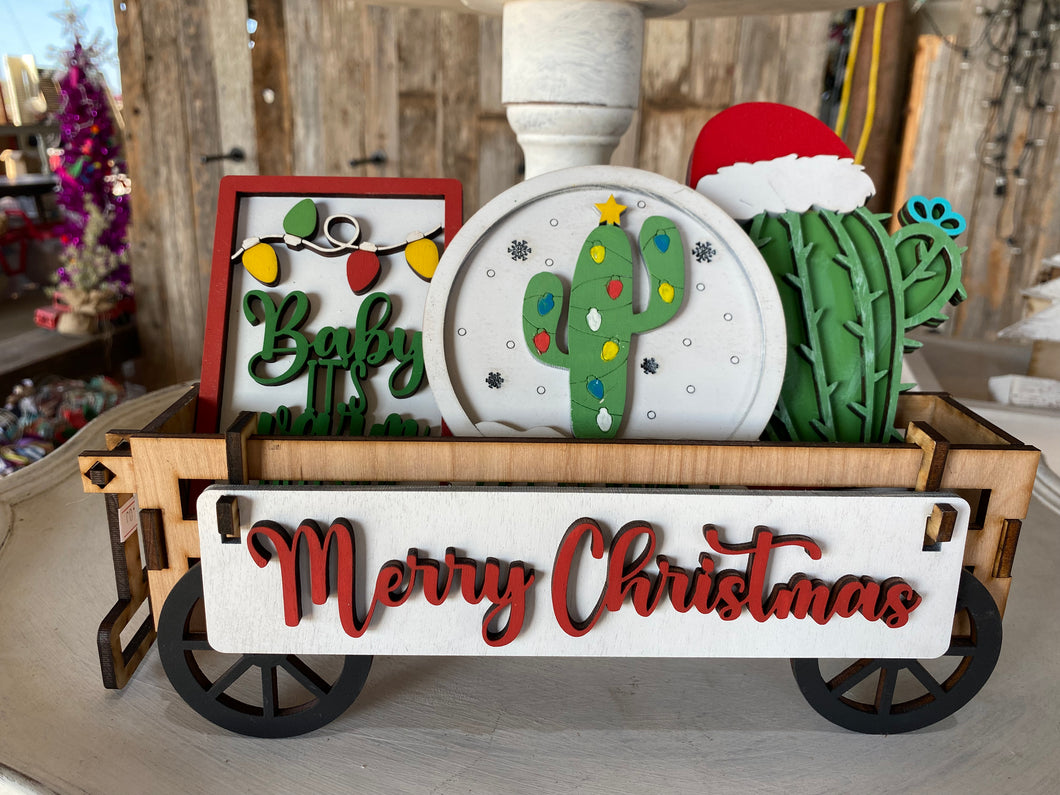 Cactus Christmas Wagon Insert