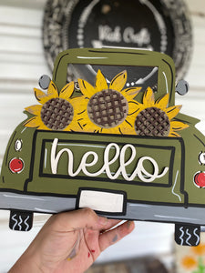 Hello Sunflower Truck Door Hanger