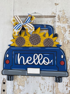 Hello Sunflower Truck Door Hanger
