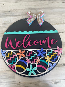 Welcome Eggs Door Hanger