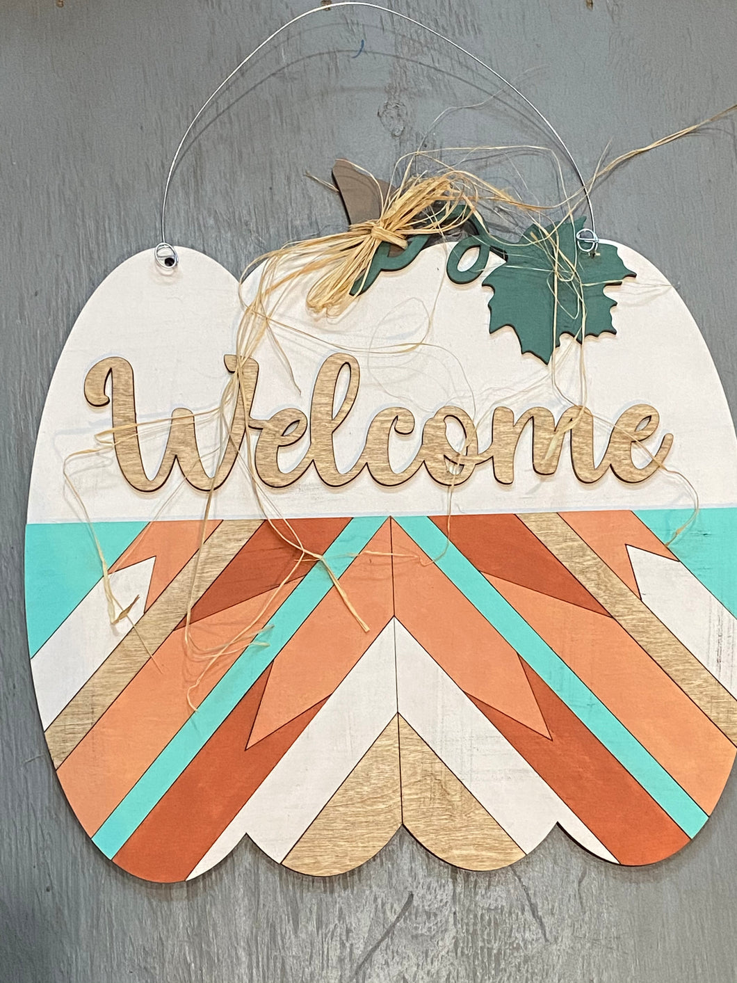 Quilt Patch Pumpkin Door Hanger