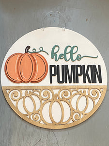 Hello Pumpkin Round Door Hanger