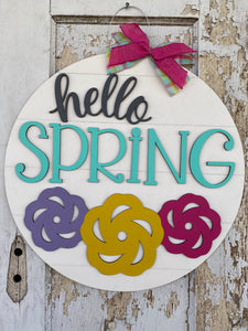 Hello Spring Flower Door Hanger