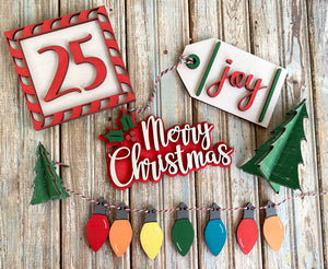 Merry Christmas Lights Tier Tray Set